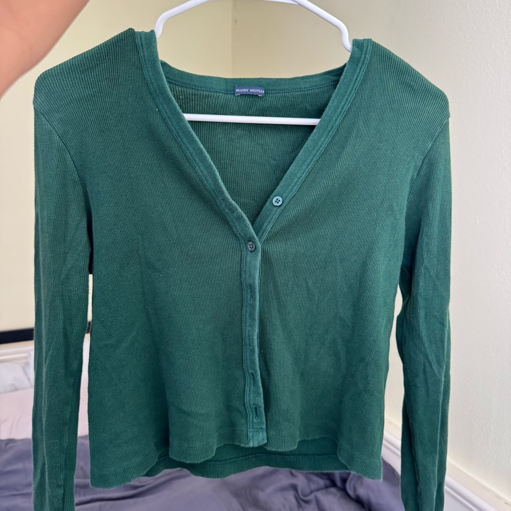 Brandy Melville Ribbed Button-Up Top